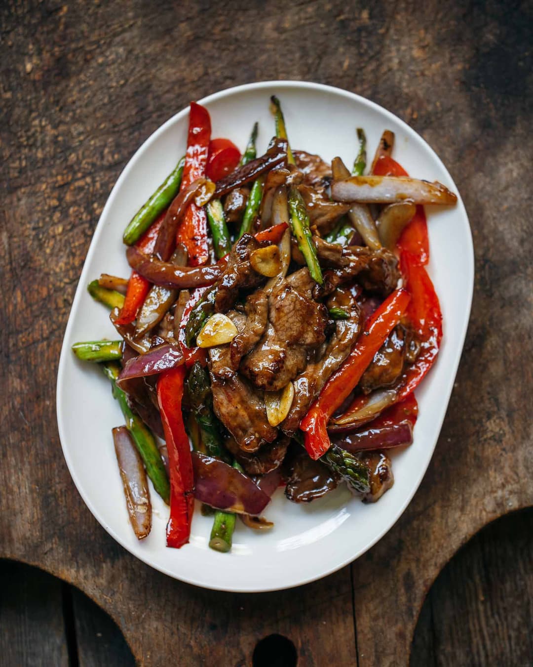 Beef, asparagus and capsicum Beef, asparagus and capsicum
